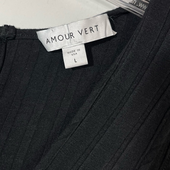 Amour Vert Briar Provence Rib Jumpsuit Black Size L Large Ankle Crop Minimalist - Picture 7 of 15